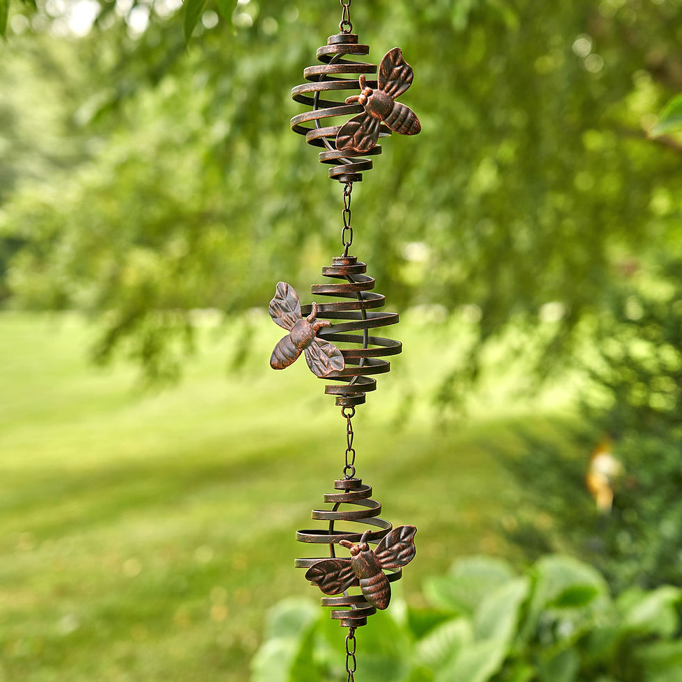 Long Antique Bronze Hanging Honeybee Rain Chain
