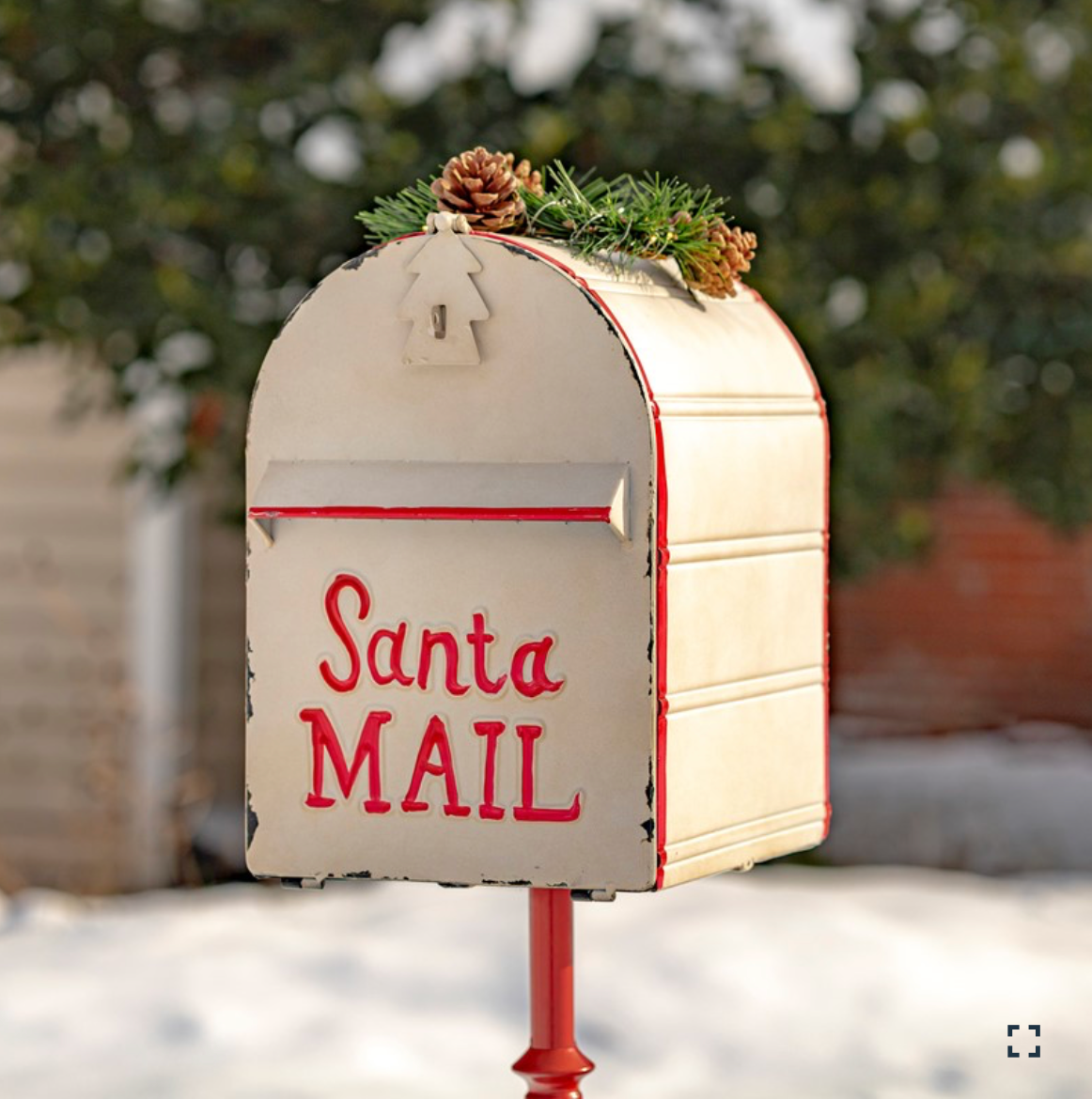 42" Tall Standing "Santa's Mail" Christmas Mailbox with LED Wreath