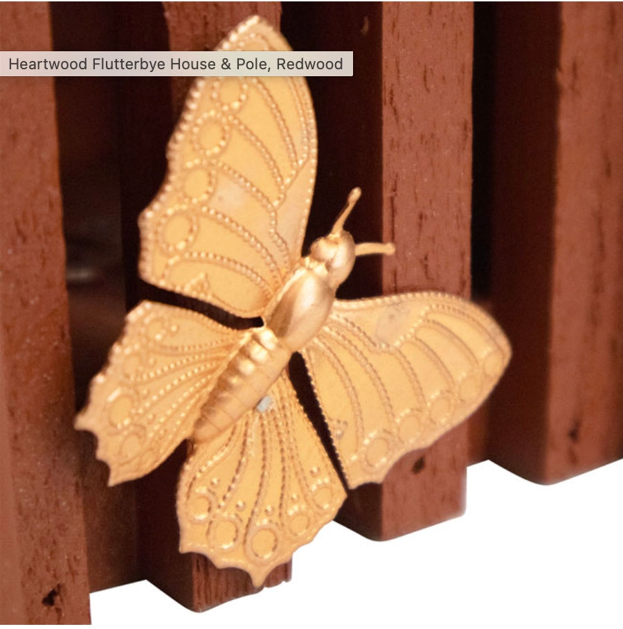 Thumbnail: Heartwood Flutterbye House & Pole, copper butterfly appliqués
