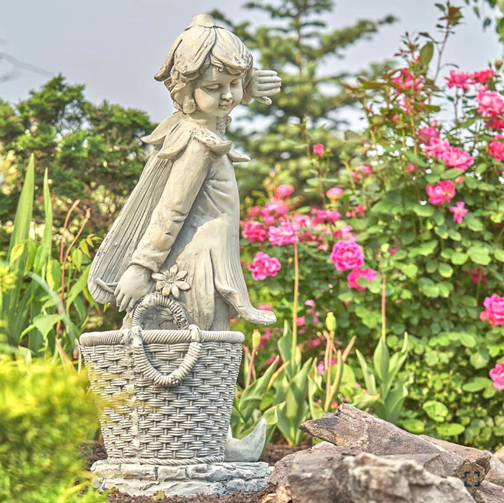 Thumbnail: 30" Tall Magnesium Fairy Garden Statue with Flower Pot