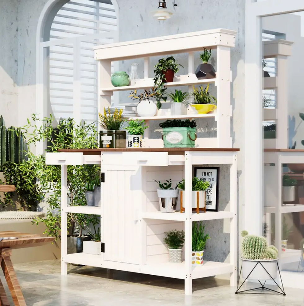 Potting Bench Table, Garden Workstation, white