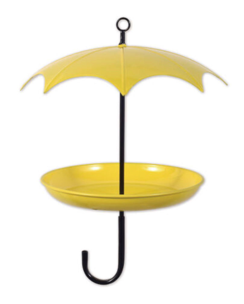 Metal Umbrella Bird Feeder, yellow
