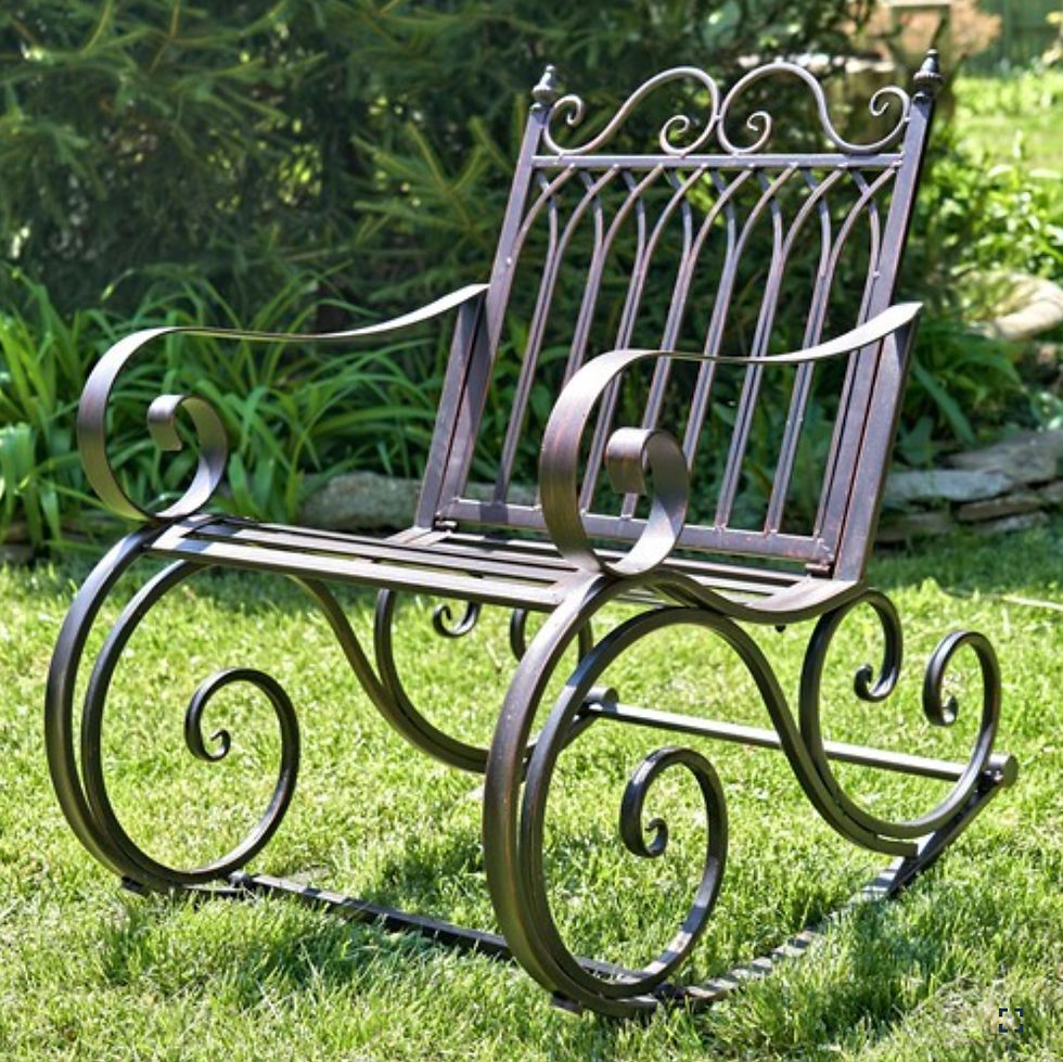 Thumbnail: Iron Rocking Garden Arm Chair in Bronze