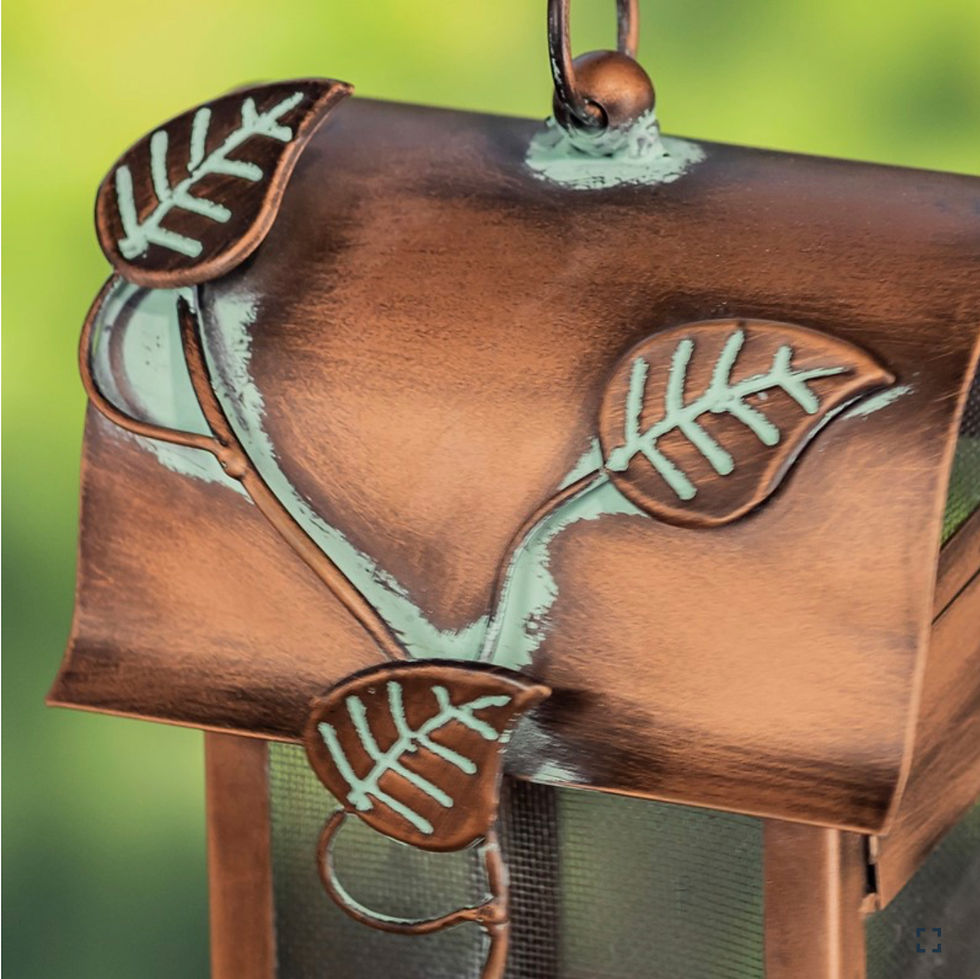 Thumbnail: Hanging Iron Bird Feeder with Antique Copper Finish "Cottage"