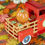 Thumbnail: Country Style Metal Truck with Pumpkins, antique red