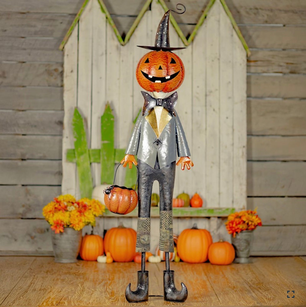 56.5" Jack-O-Lantern Gentleman with Basket of Spiders Halloween Decor