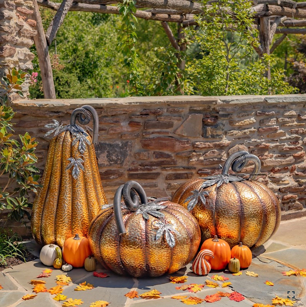 Gold-Brushed Iron Pumpkin, Fall Decor, all three pumpkins