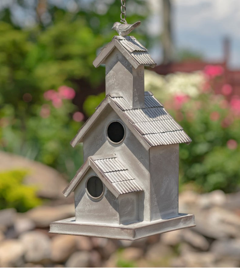 Hanging Galvanized Country Cottage Birdhouse