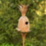 Nature-Shaped Copper Finished Birdhouse Stakes, Garden Decor, Pineapple