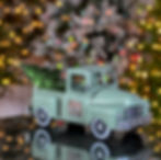 Thumbnail: Iron Christmas Old Style Truck with Tree, soft green