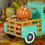 Thumbnail: Country Style Metal Truck with Pumpkins, antique teal