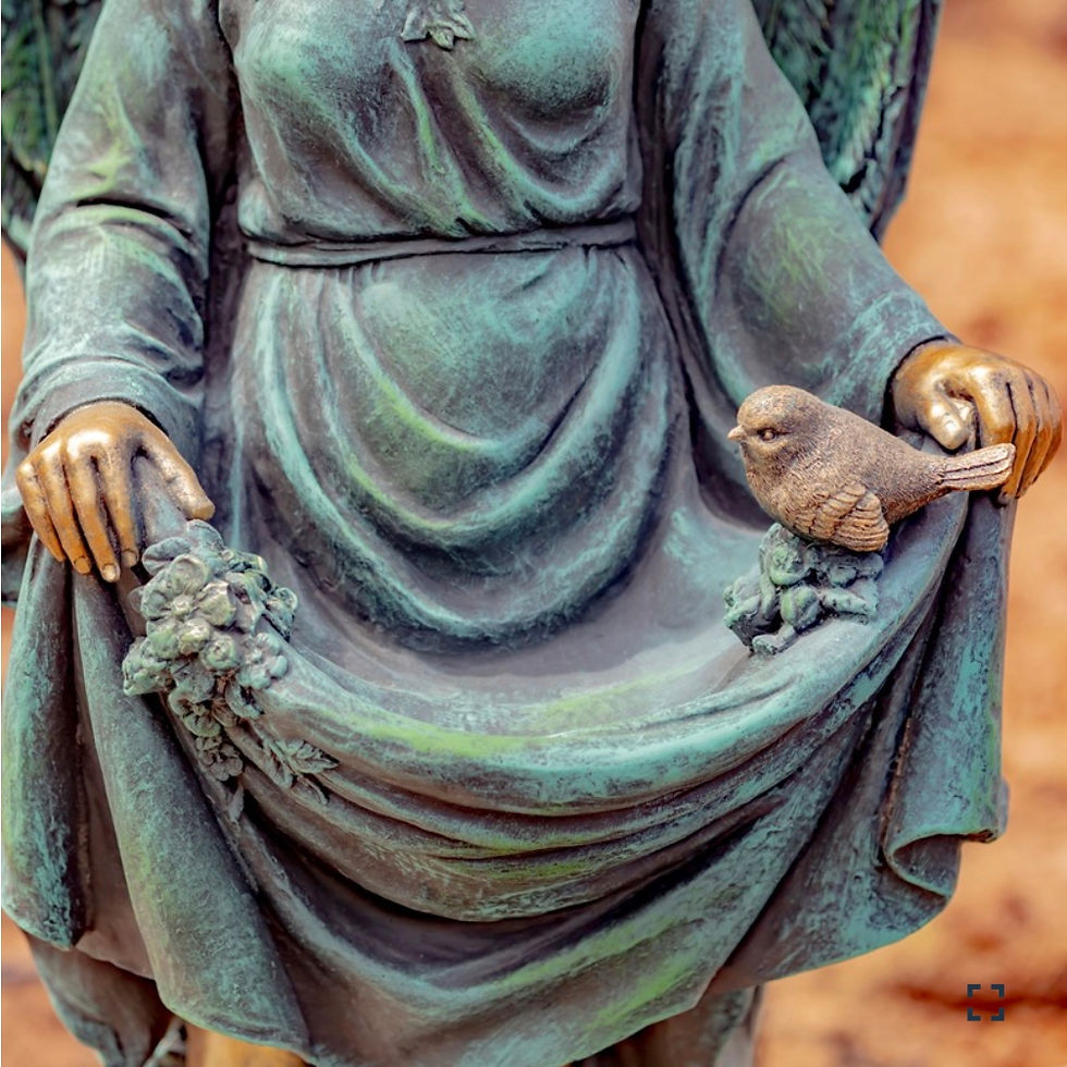 Thumbnail: 37" Tall Magnesium Angel Statue Holding Dress "Muriel" bronze