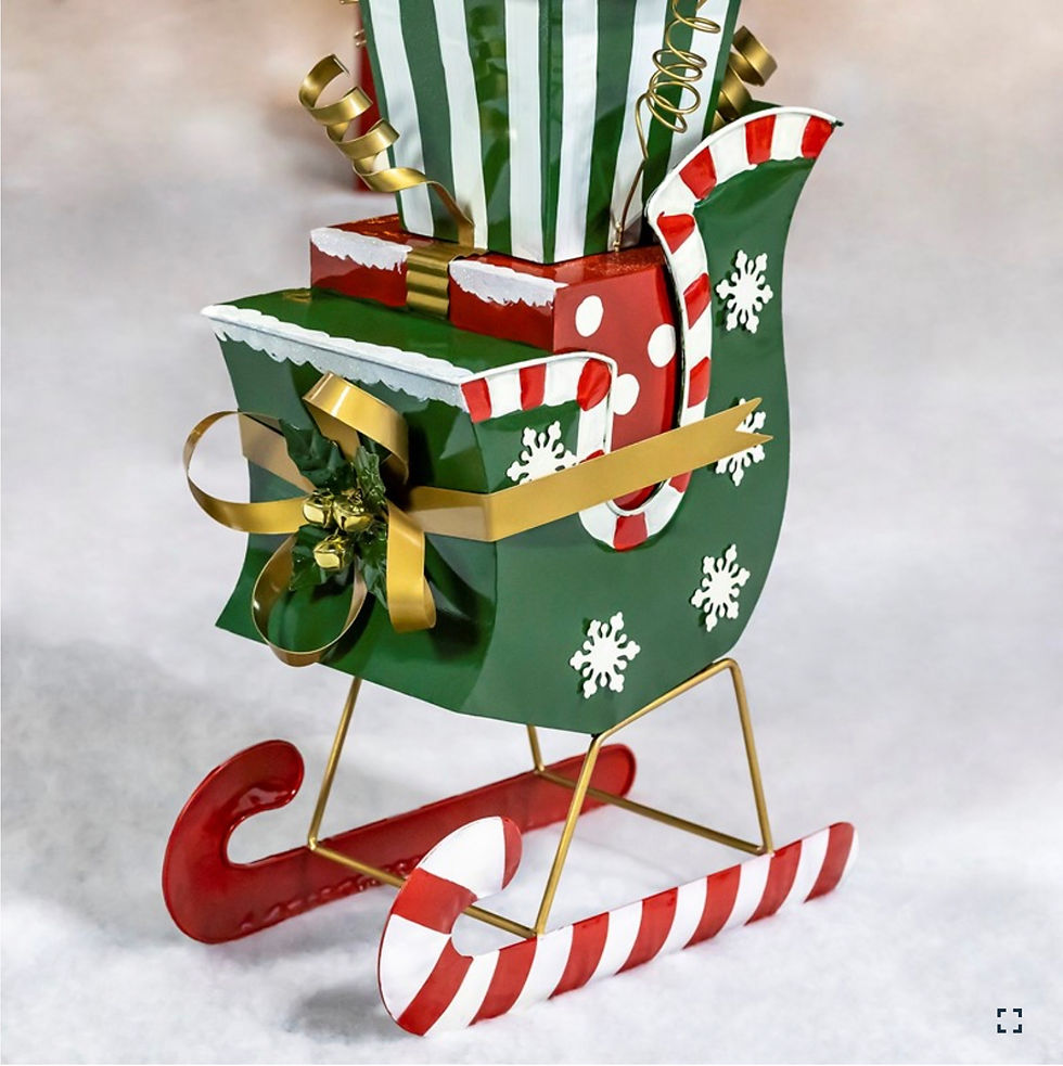 Thumbnail: 4ft. Tall Large Iron Christmas Sleigh with Presents