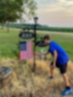 60 inch Park Avenue double sign with American flag and solar light