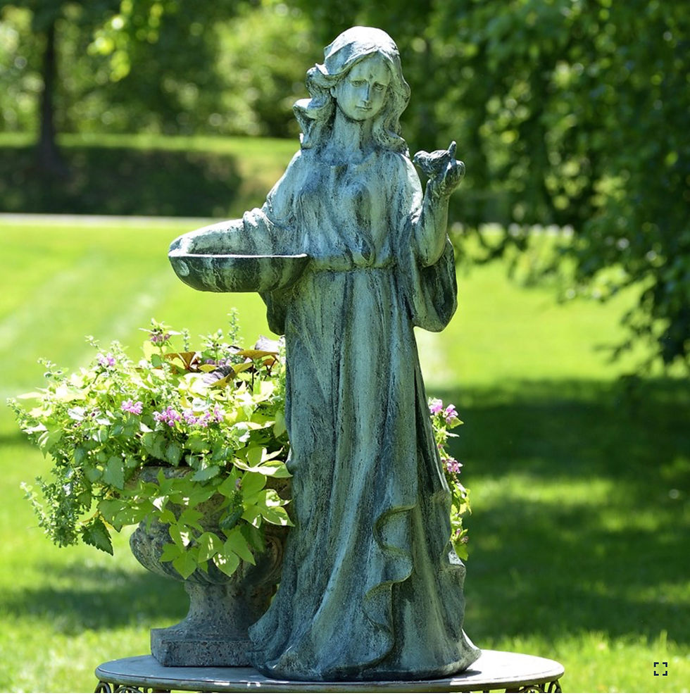 Thumbnail: 38" Tall Standing Girl with Bird, Magnesium Garden Statue "Holly"
