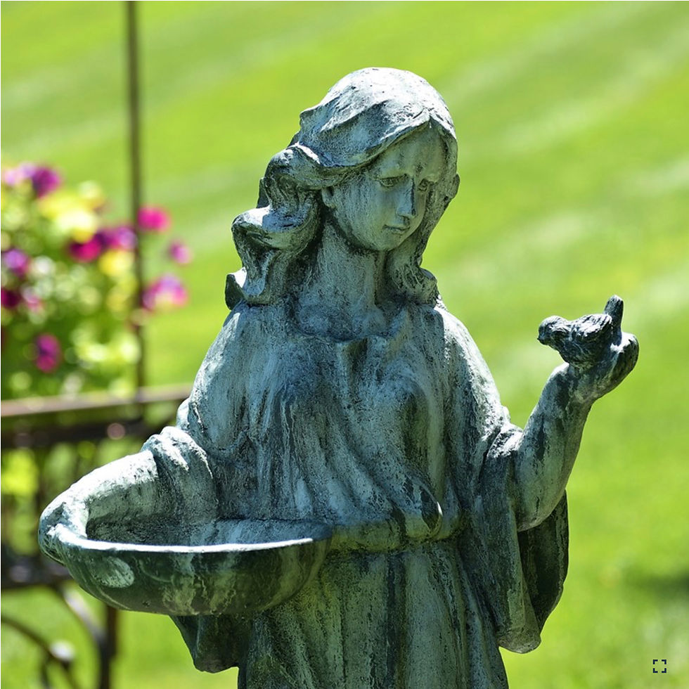 Thumbnail: 38" Tall Standing Girl with Bird, Magnesium Garden Statue "Holly"