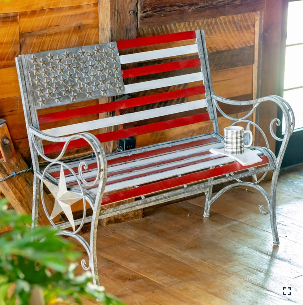American Flag Iron Garden Bench