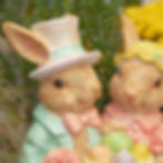 Thumbnail: 22" Tall Fancy Rabbit Couple Sitting on Bench Magnesium Garden Statue