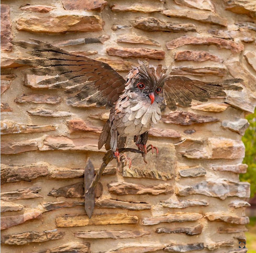 Thumbnail: Metal Great Horned Owl Garden Decor, Bramble