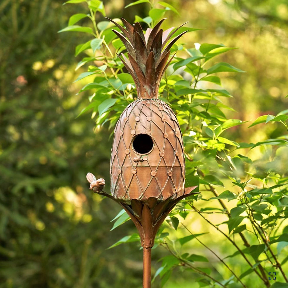 Thumbnail: Nature-Shaped Copper Finished Birdhouse Stakes, Garden Decor, Pineapple