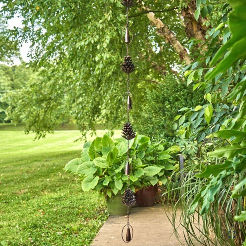 Thumbnail: 72" Long Antique Bronze Hanging Pine Cone Rain Chain with bells