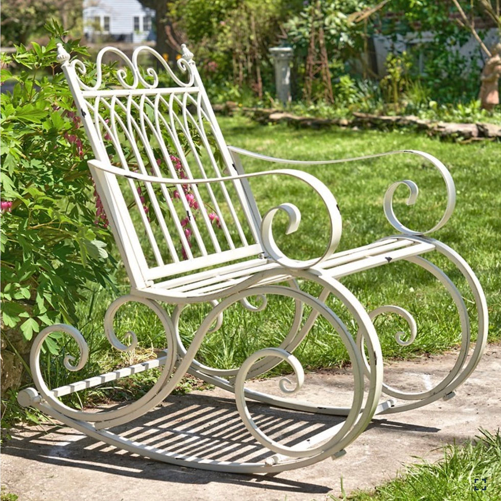 Thumbnail: Iron Rocking Garden Arm Chair in White