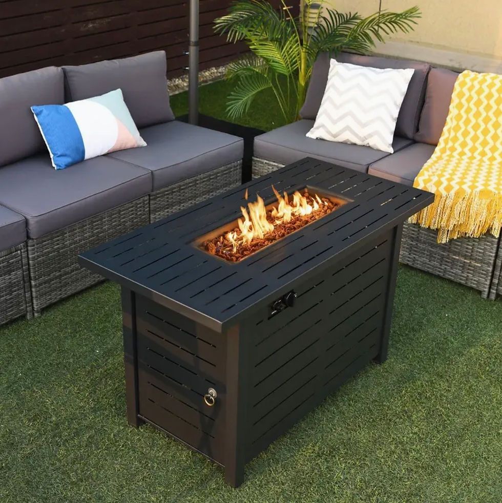 Thumbnail: 42" Propane Fire Pit Table with Lid & Lava Rock, with Cover