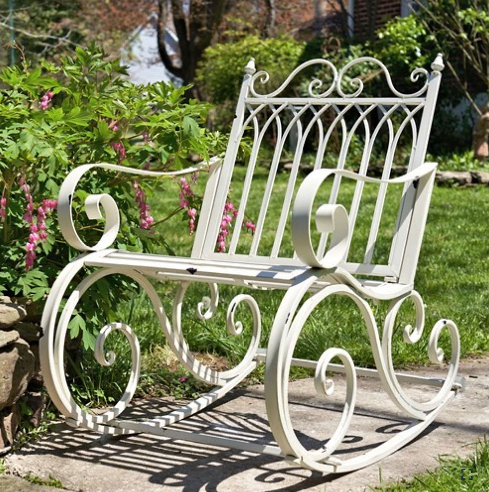 Iron Rocking Garden Arm Chair in White