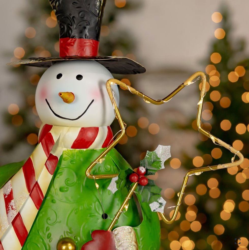 Thumbnail: 21.5" Tall Metal Snowmen Decorations with LED Light, Christmas Decor