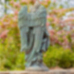 Thumbnail: 37" Tall Magnesium Angel Statue Holding Dress "Muriel" bronze