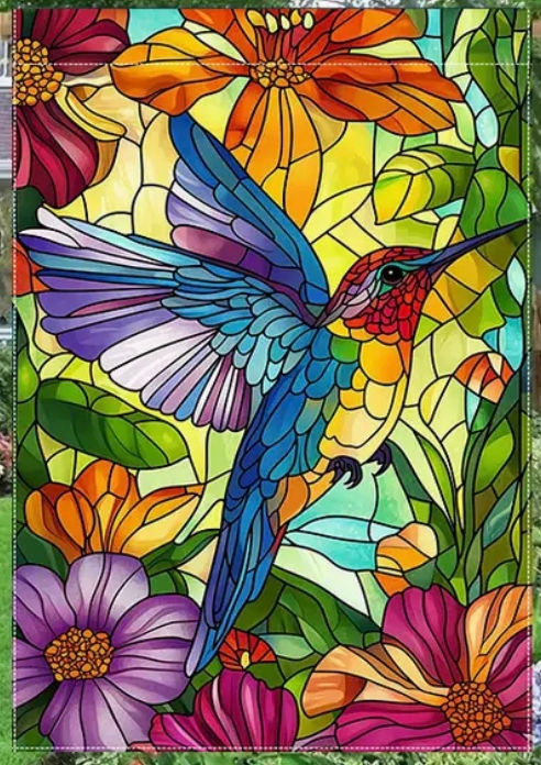 Thumbnail: Summer Garden Flags, mosaic hummingbird