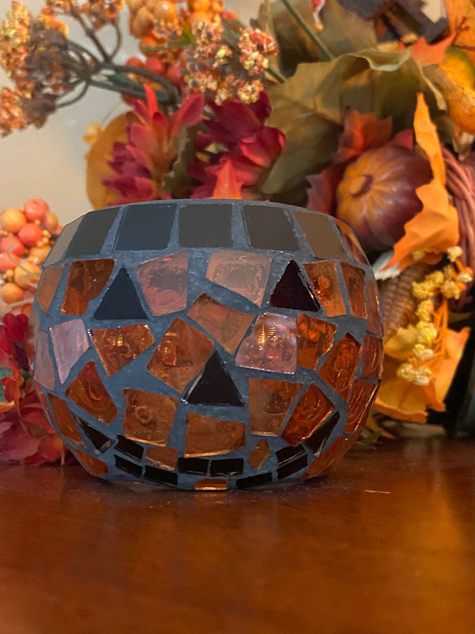 Thumbnail: Mosaic Pumpkin Tea Candle Holder