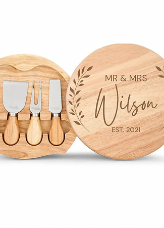 Personalised Wooden 5pc Cheese Board & Knife Set 