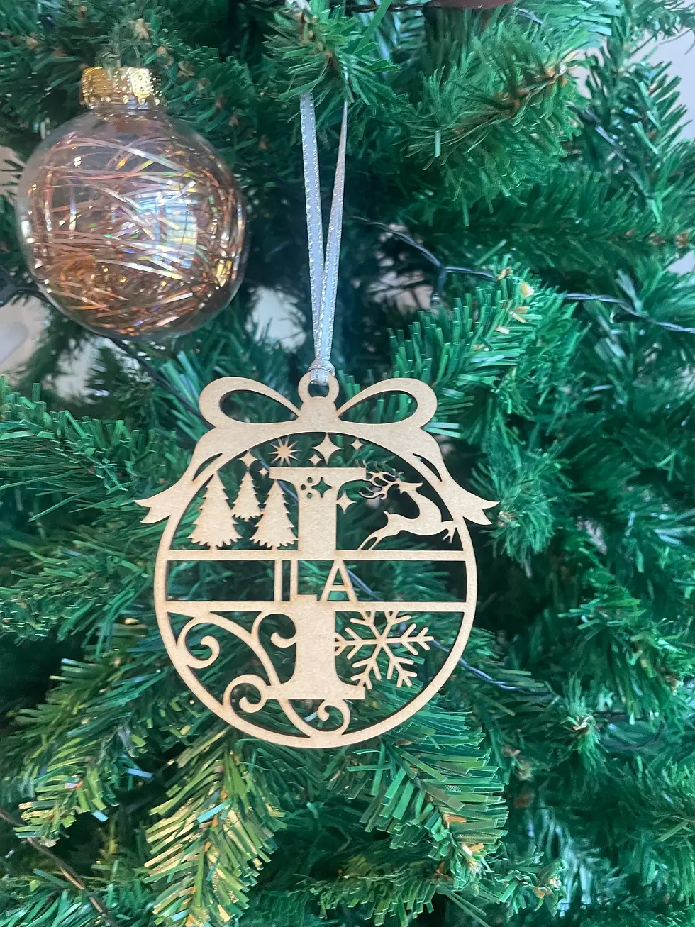 Thumbnail: Personalised Initial Letter Wooden Bauble