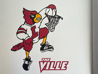 Louisville Kentucky mural cardinal ville bird mascot basketball kids room art wall paint