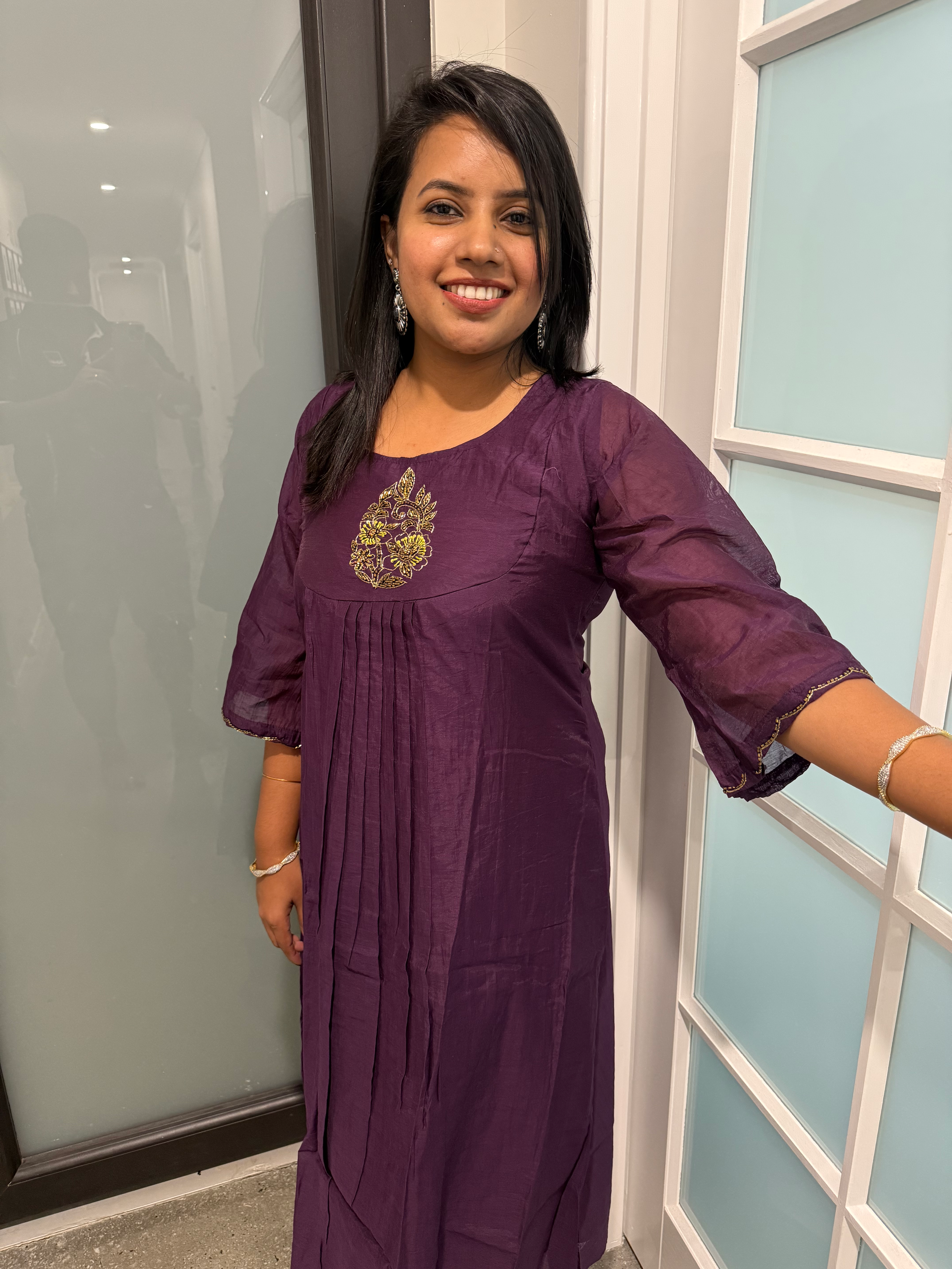 Mul Chanderi Silk Kurti (1Pc)