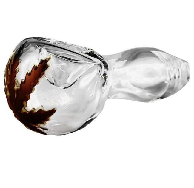 Miniatura: PIPA TRASPARENTE FLUORESCENTE IN VETRO GLOW IN THE DARK - 10CM