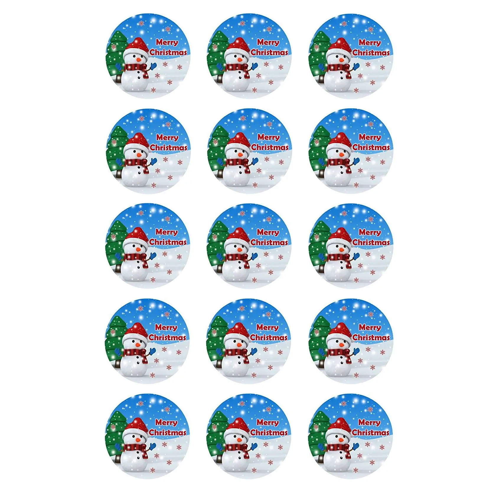 Merry Christmas Snowman Cupcake Toppers