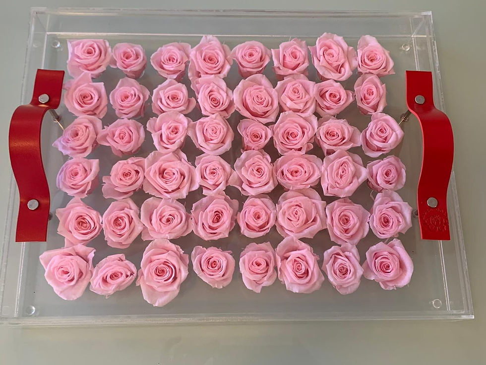 Miniatura: Bandeja em acrílico com mini rosas preservadas Plateau De Roses