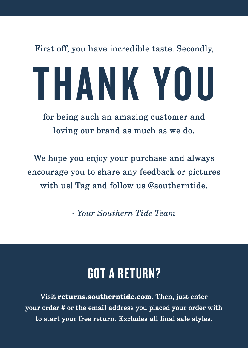 SHIPMENT CARD BACK