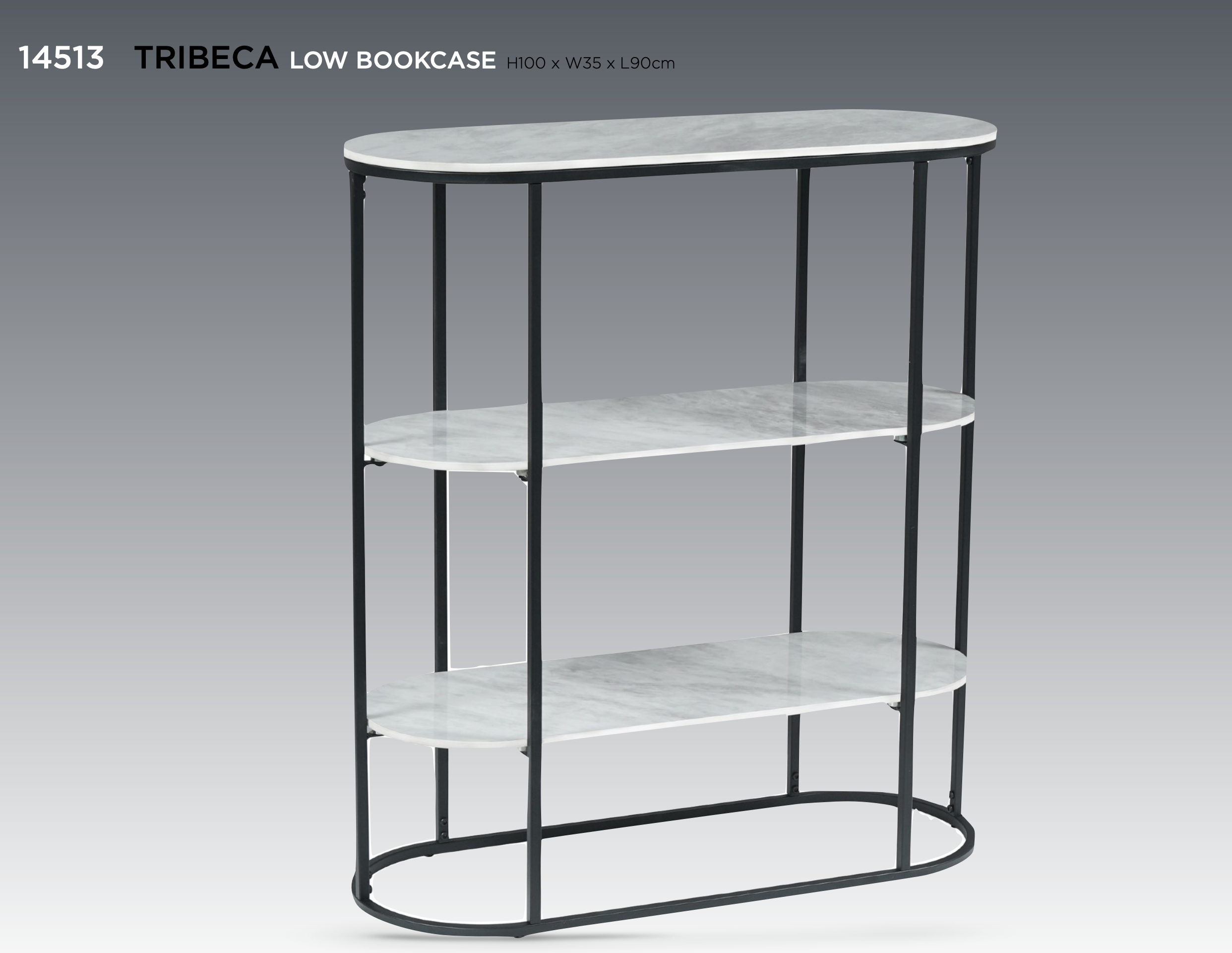 Tribeca Sintered Stone Low Bookcase
