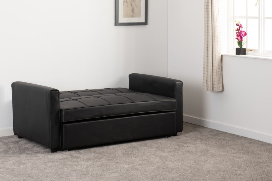 Thumbnail: Astley Dark Black faux Sofa Bed