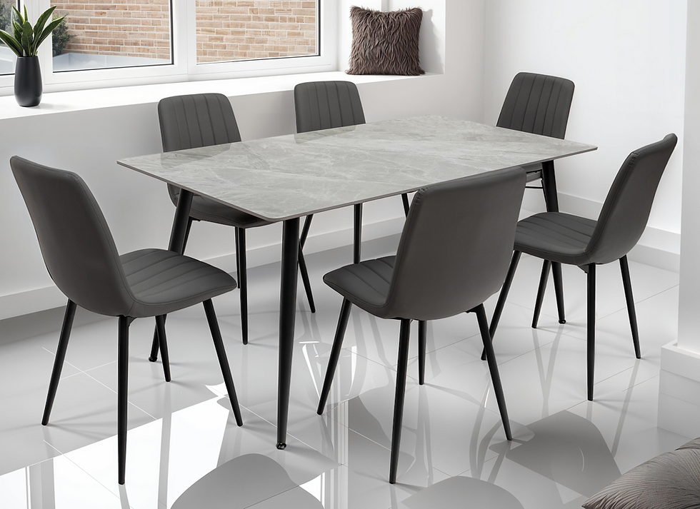 Thumbnail: Athens 160 cm Sintered Dining Table and  6 Grey Chairs