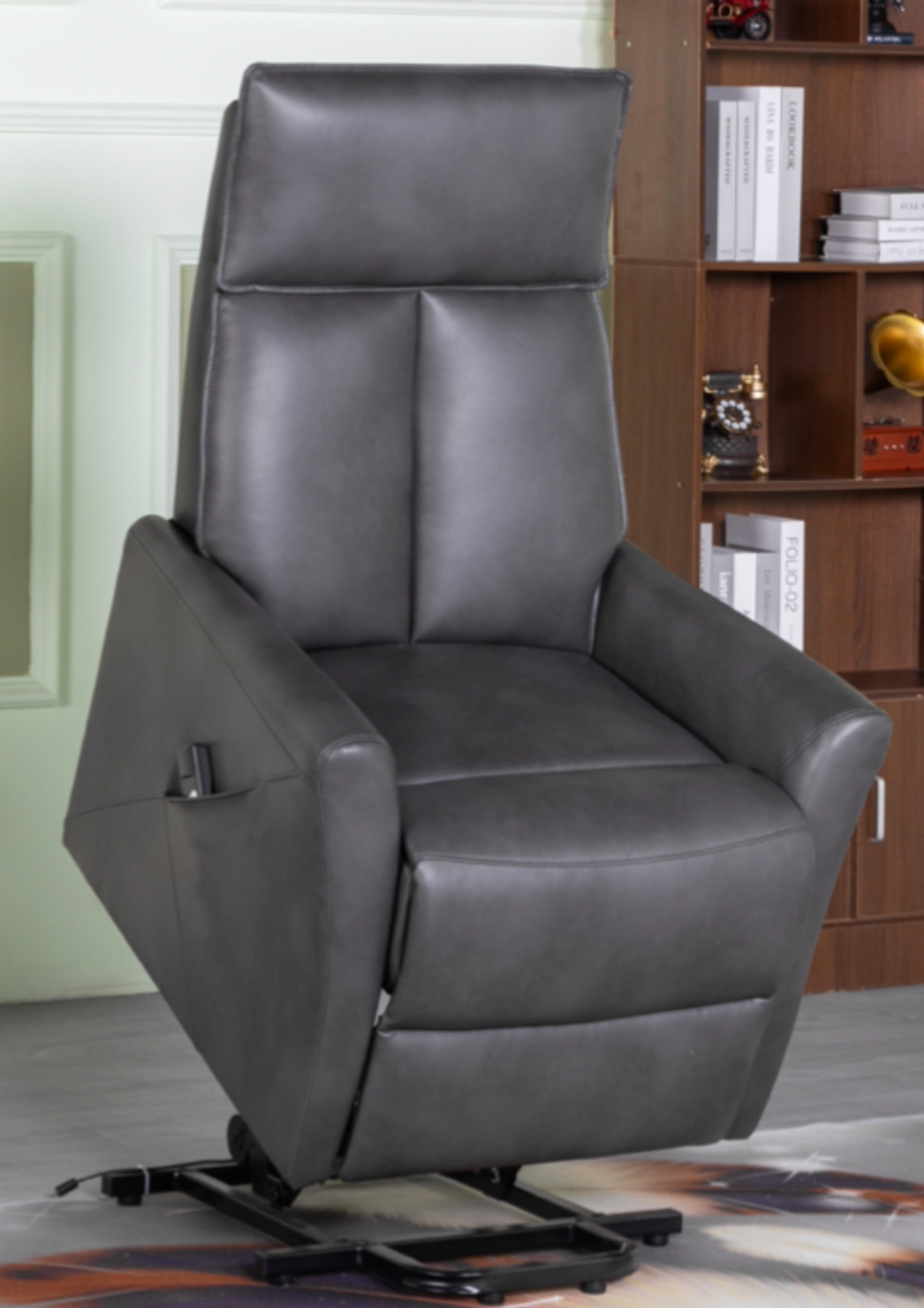 Monty Grey Leather Riser Recliner