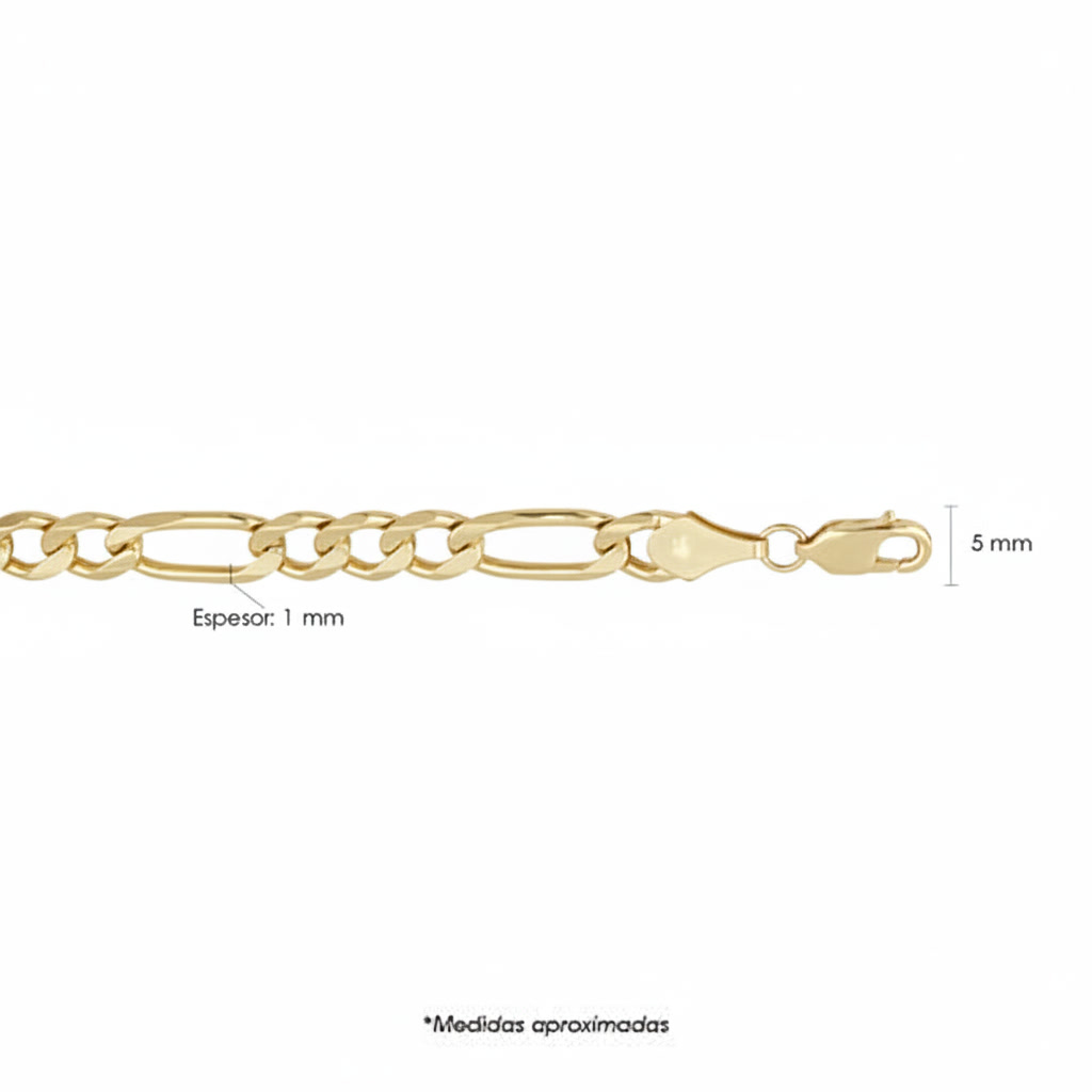 Cadena de Oro 14 k Fígaro 200 3×1 Ligera DH joyería Los dos hermanos