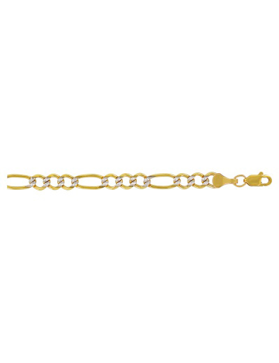 Cadena de Oro 14 k Fígaro 100 3×1 Abierta Pavé DH joyería Los dos hermanos