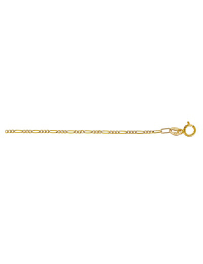 Cadena de Oro 14 k Fígaro 40 3×1 Pavé  DH joyería Los dos hermanos