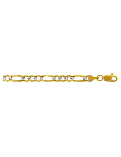 Cadena de Oro 14 k Fígaro 120 3×1 Ligera Pavé DH joyería Los dos hermanos