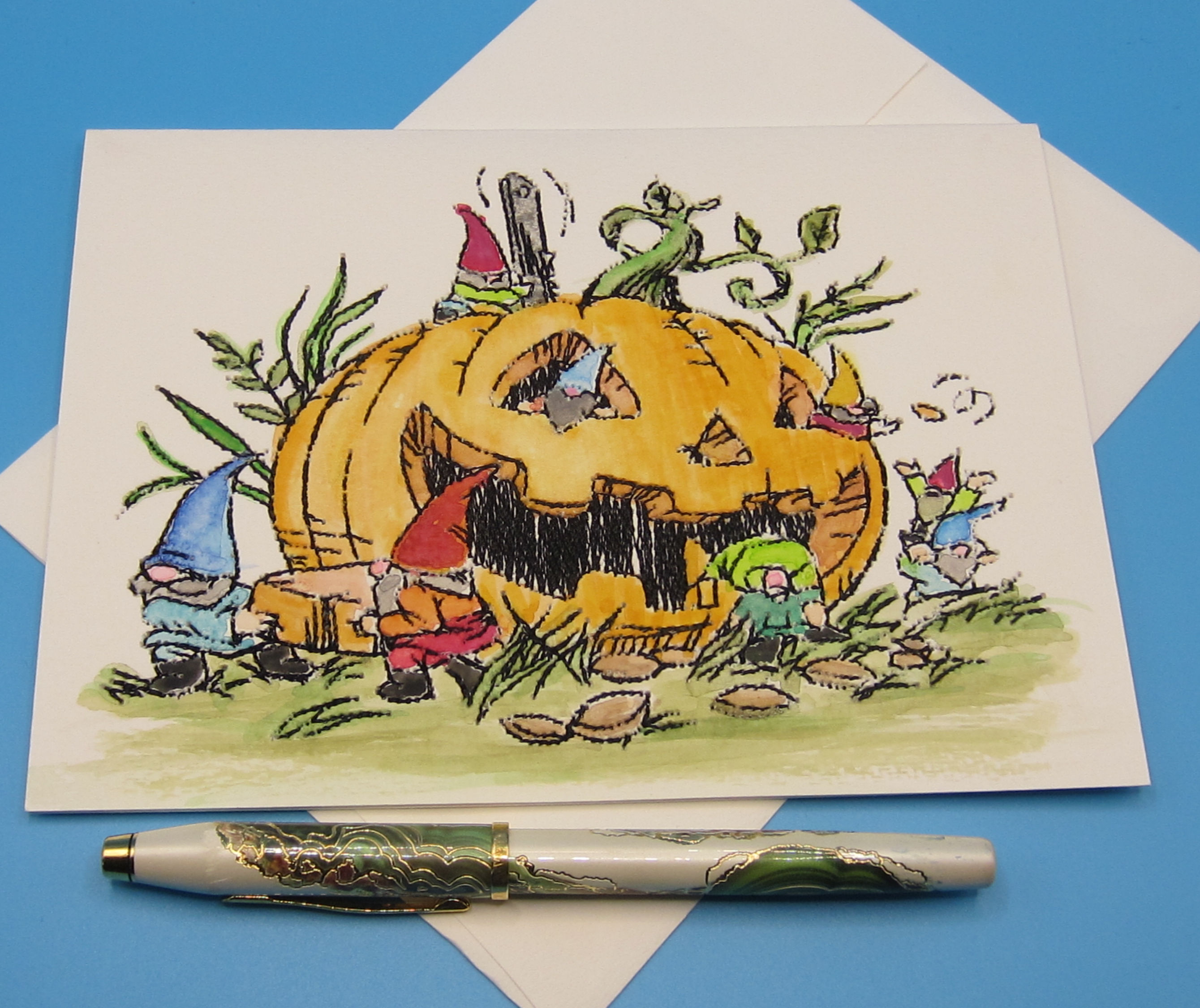 Embroidered & Hand Painted Greeting Card