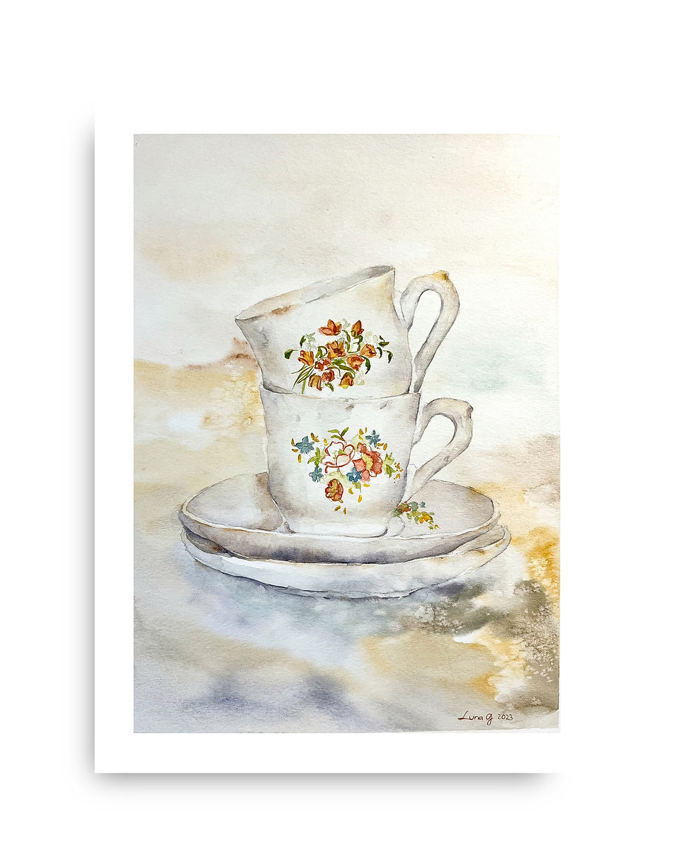 Thumbnail: SOLD 🔴 Teacups (22.86 × 30.48 cm) 2023